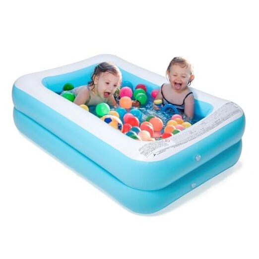 Inflatable Kiddie Pool, 61x42x18 Inch Rectangular Family Swimming 61x42x18in gallery