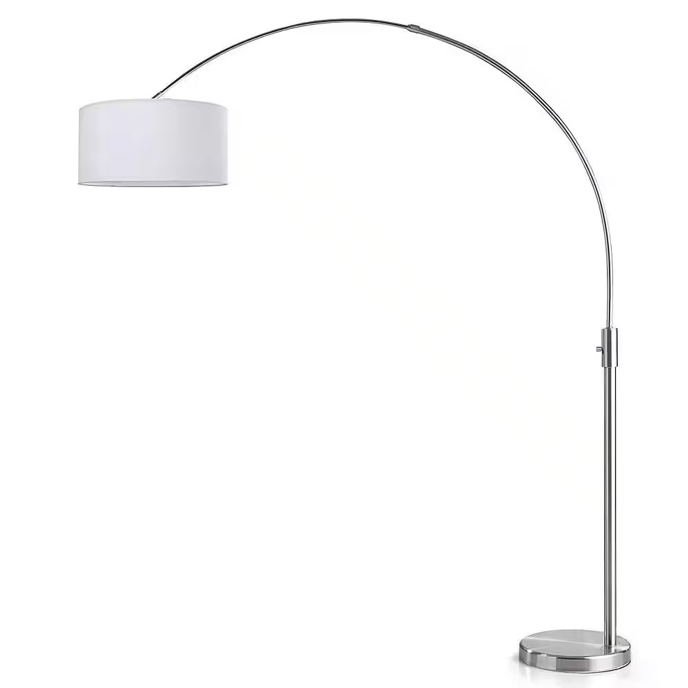 Orbita 82 In. Brushed Nickel Finish Dimmable Retractable Arch Floor Lamp, Bulb I gallery