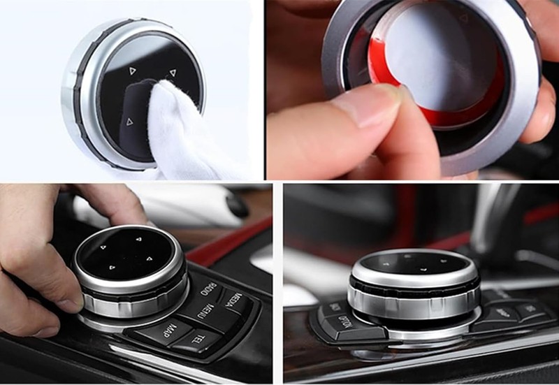 Larger Multimedia Knob Switch Button Cover Trim Compatible with BMW gallery