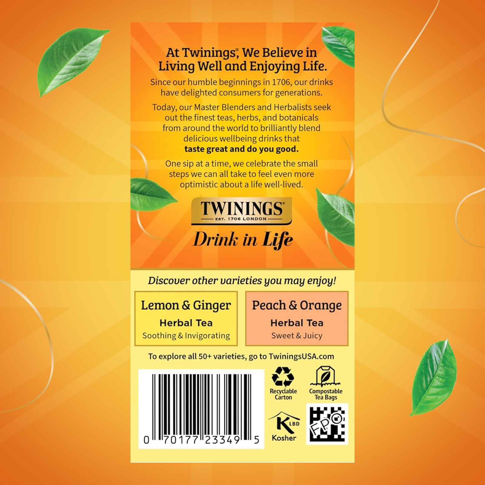 Twinings Mango & Pineapple Herbal Tea Individually Wrapped Bags 20 Count gallery