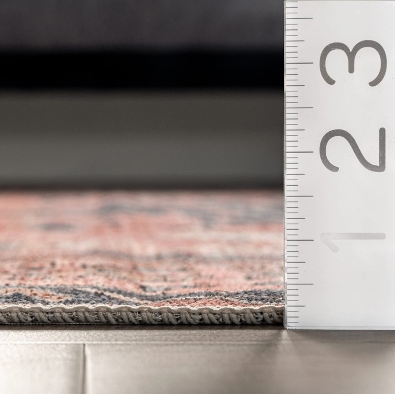 ✨️ nuLOOM Medallion Bordered Machine Washable Ultra Thin Area Rug 8' x 10' Rust gallery