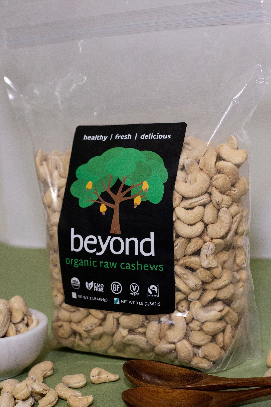 RAW ORGANIC WHOLE CASHEWS 3-lb by Beyond (Non-GMO, Fairtrade, Vegan) gallery
