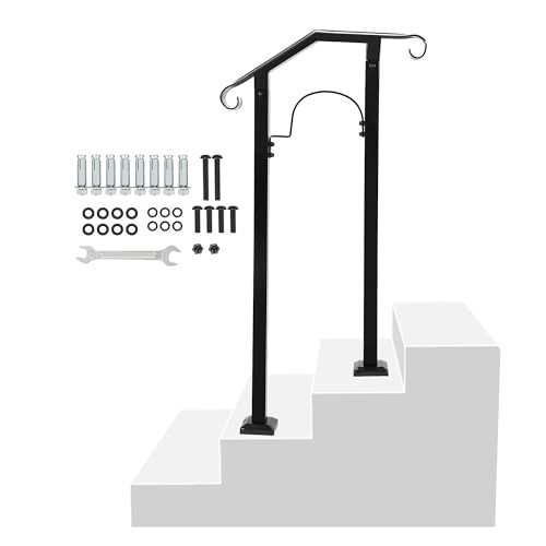 Handrails for Outdoor Steps, Fits 1 to 2 Steps Transitional Hand Rail, Black gallery
