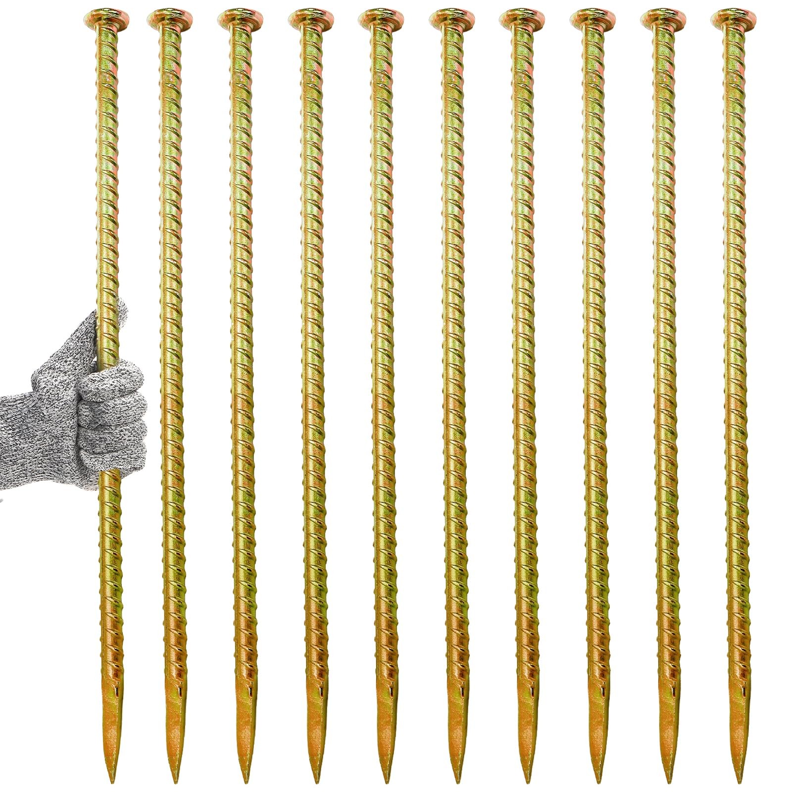 Rebar Stakes 10 PCS 16 Inch Galvanized Steel Ground Anchor 1/2 Inch Dia Metal gallery