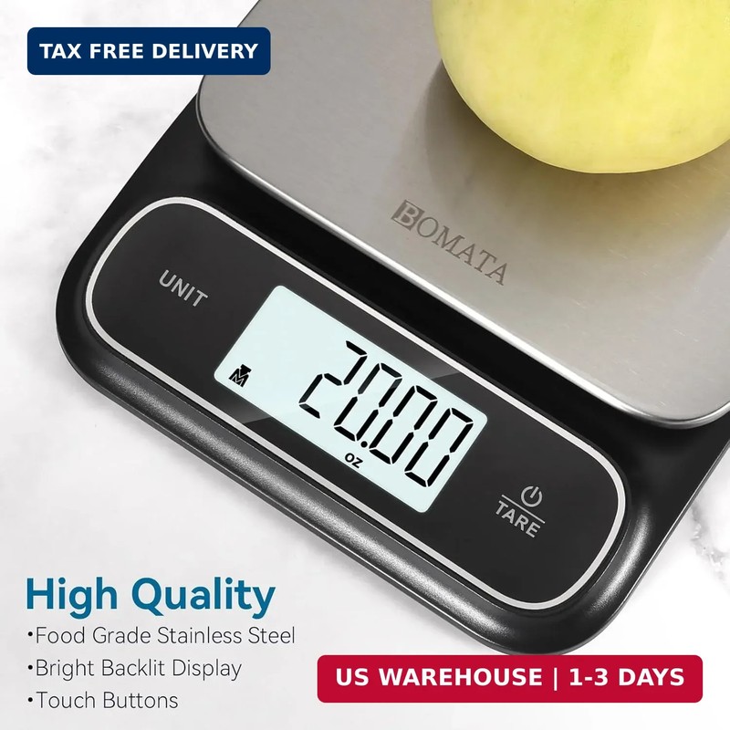 BOMATA Waterproof IPX6 Kitchen Scale, 0.1 g/0.01 oz High Precision, 5 kg/11 lbs, gallery
