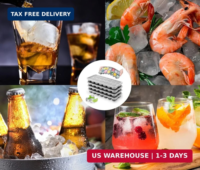 Ice Cube Tray 4 Pack, Easy-Release & Flexible 56 pcs Silicone Ice Cube Trays wit gallery