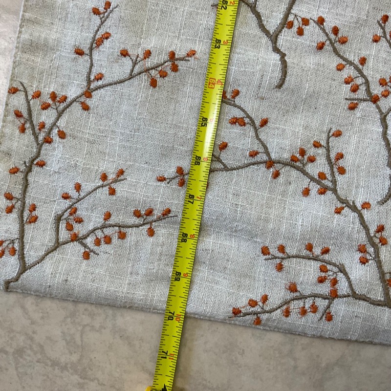 Table Runner Fall spring Berries Embroidered Cotton/ linen? 13x 70” Festive gallery