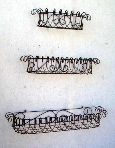 45" Window Box Wall Mount Planter - Outdoor Patio Metal Basket Wrought Iron gallery
