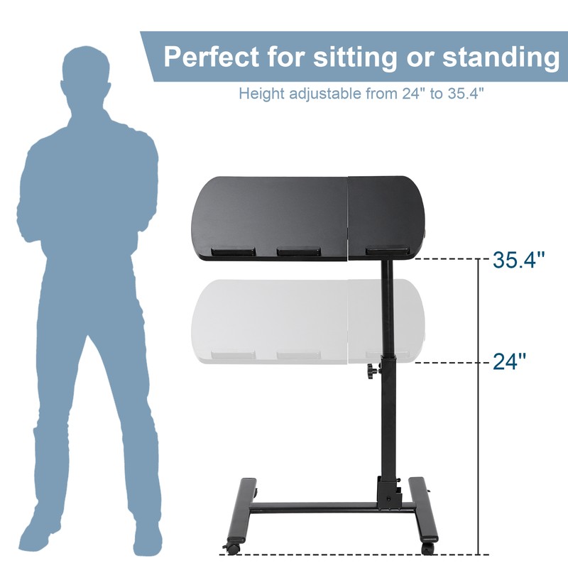 Adjustable Angle & Height Rolling Laptop Desk Over Bed Hospital Table Stand Tray gallery