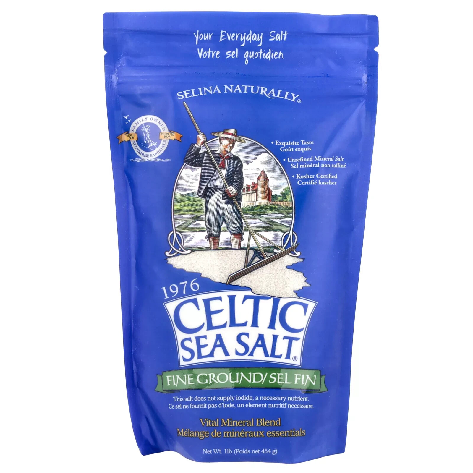 Selina Naturally Light Grey Celtic coarse sea salt, 1 lb. bag gallery