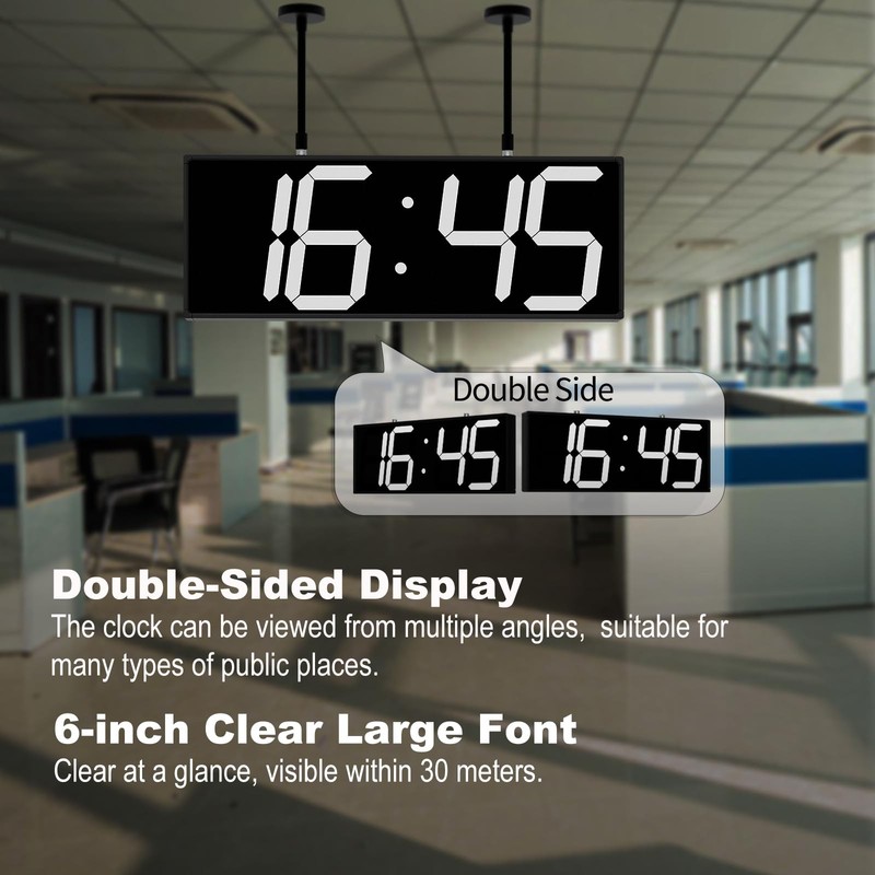 CHKOSDA Digital Wall Clock with Double Sided Display, Large Digital Clock wit... gallery