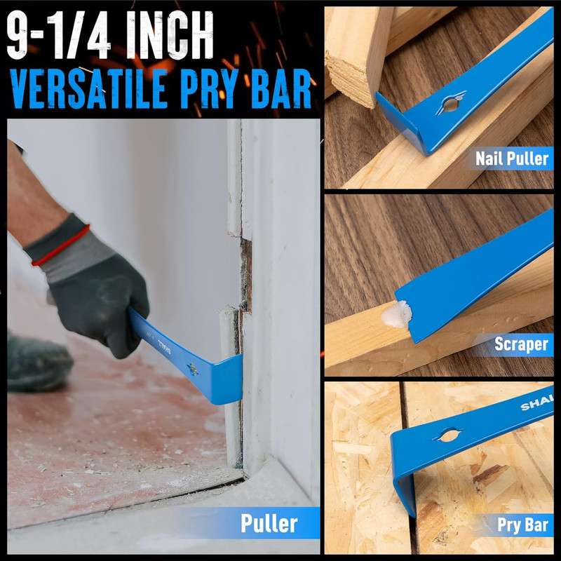 3-Piece Mini Flat Pry Bar Set, 5-1/4", 7-1/4" Small Pocket Pry Bars CrowBar, 9-1 gallery