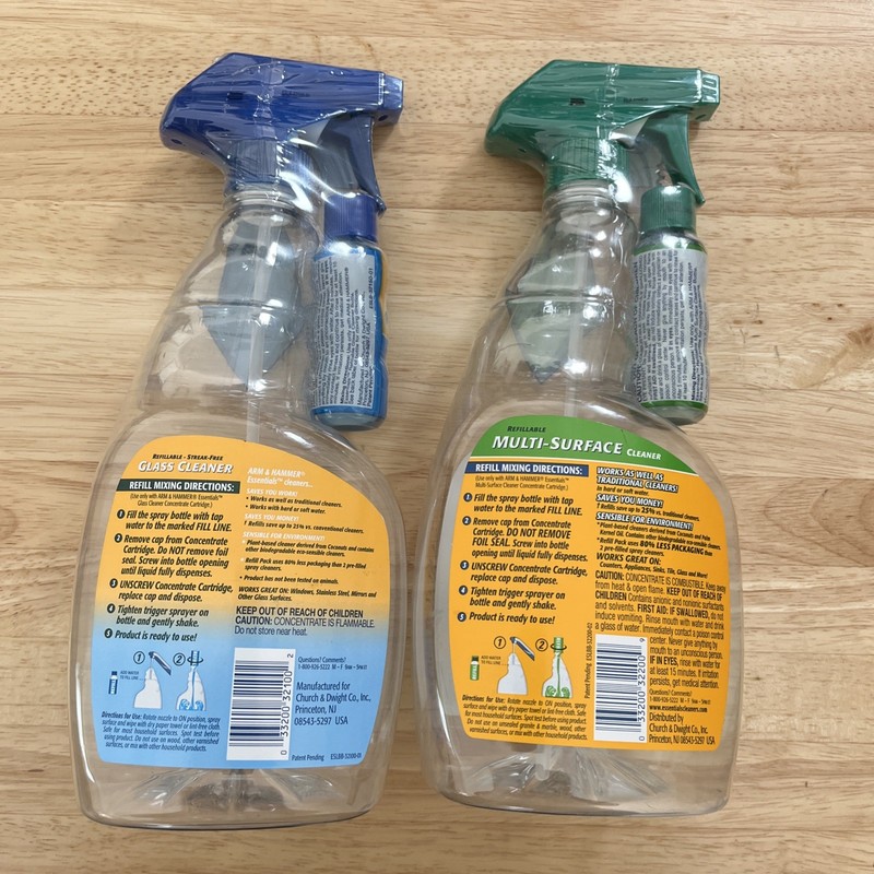 2 NEW Arm & Hammer Essentials Refillable Spray, Multi-Surface & Glass Cleaner gallery