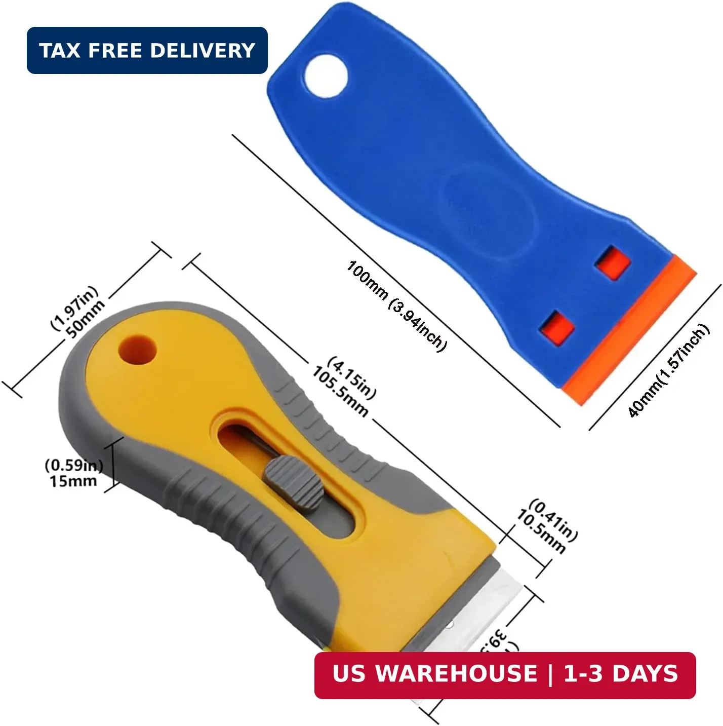 2 Razor Blade Scraper Tool w 20 Plastic Blades & 10 Metal Glass Sticker Cleaning gallery