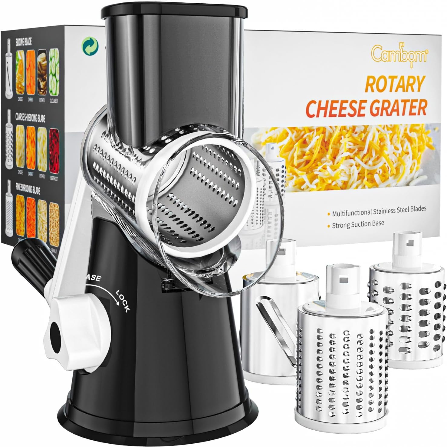 Rotary Cheese Grater Hand Crank Cheese Shredder for Fresh Cheese, Vegetable, Nut gallery