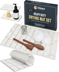 3-Pack Stone Dish Drying Mat Set Includes 1 Large 24”X16” & 2 Small 4”X9” for Ki