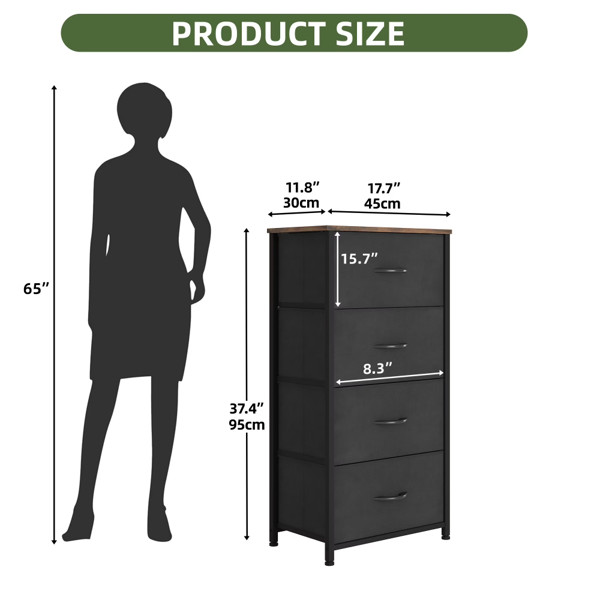 4-Drawer Storage Dresser Metal Frame Chest of Drawers Bedroom Organizer gallery