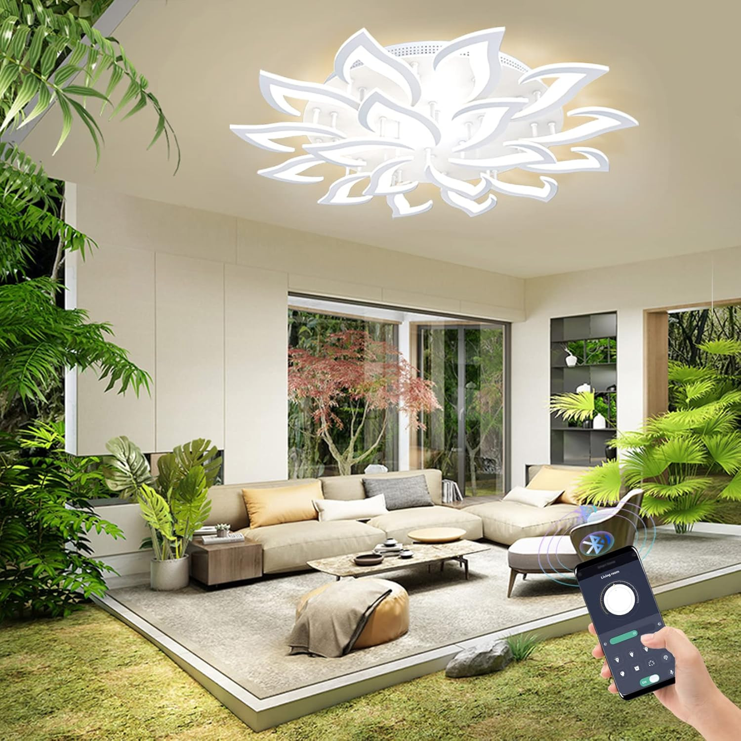 Ceiling Light Dimmable Modern Embedded LED Chandelier Metal Acrylic Petal Ceilin gallery
