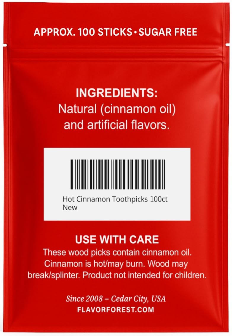 Hot Cinnamon Flavored Toothpicks (Flat Shape) 100ct 100 Count (Pack of 1) gallery