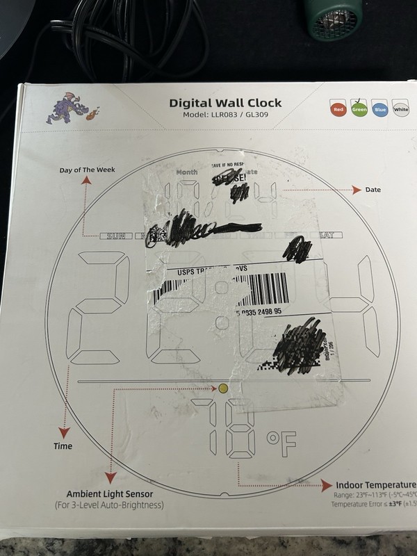 Digital LED Wall Clock with Date, Temperature, Auto-Brightness, Plug-In, Modern gallery