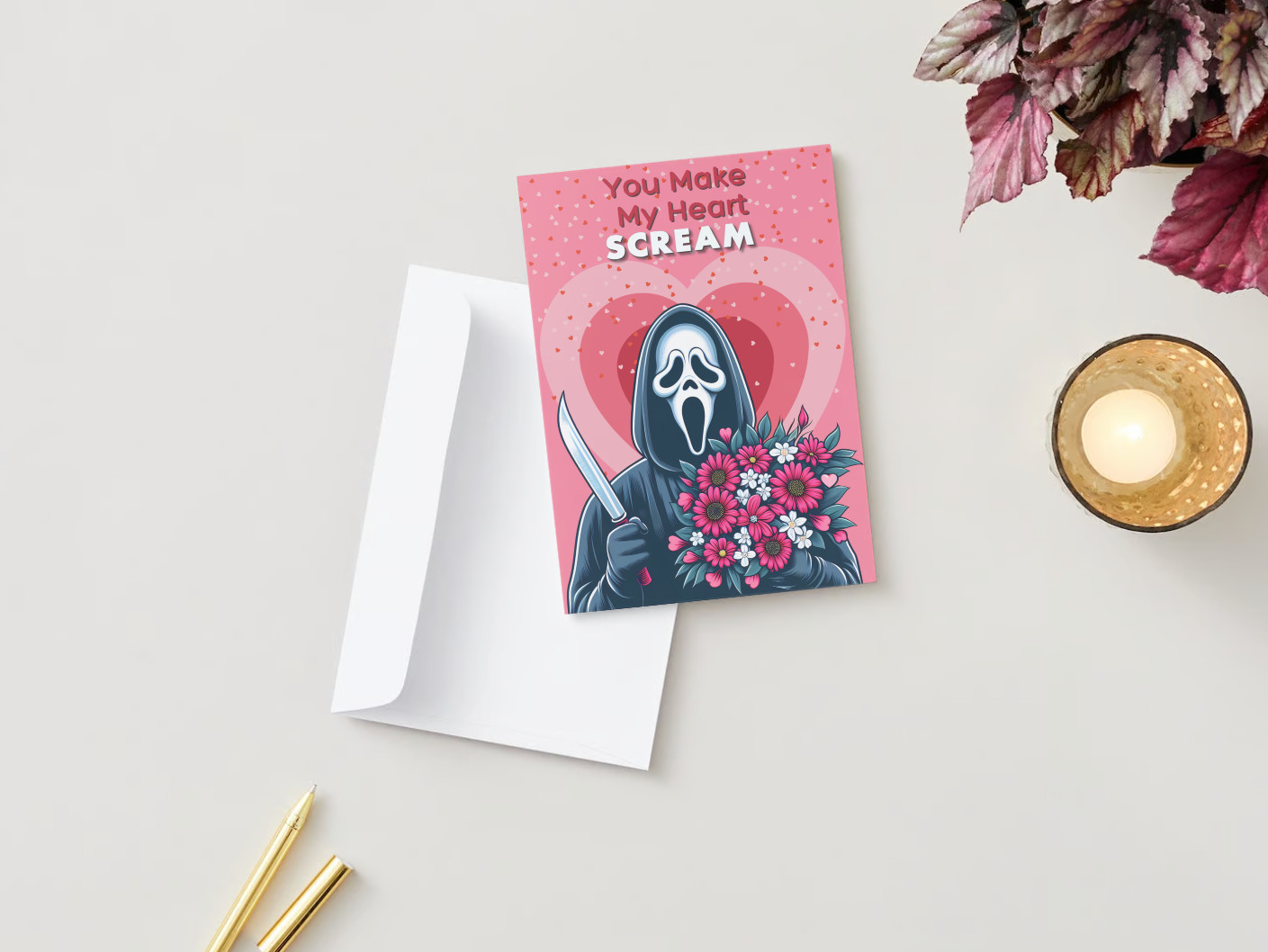 SCREAM Movie Ghostface Greeting Card - Valentines Day, Anniversary - 5x7in gallery