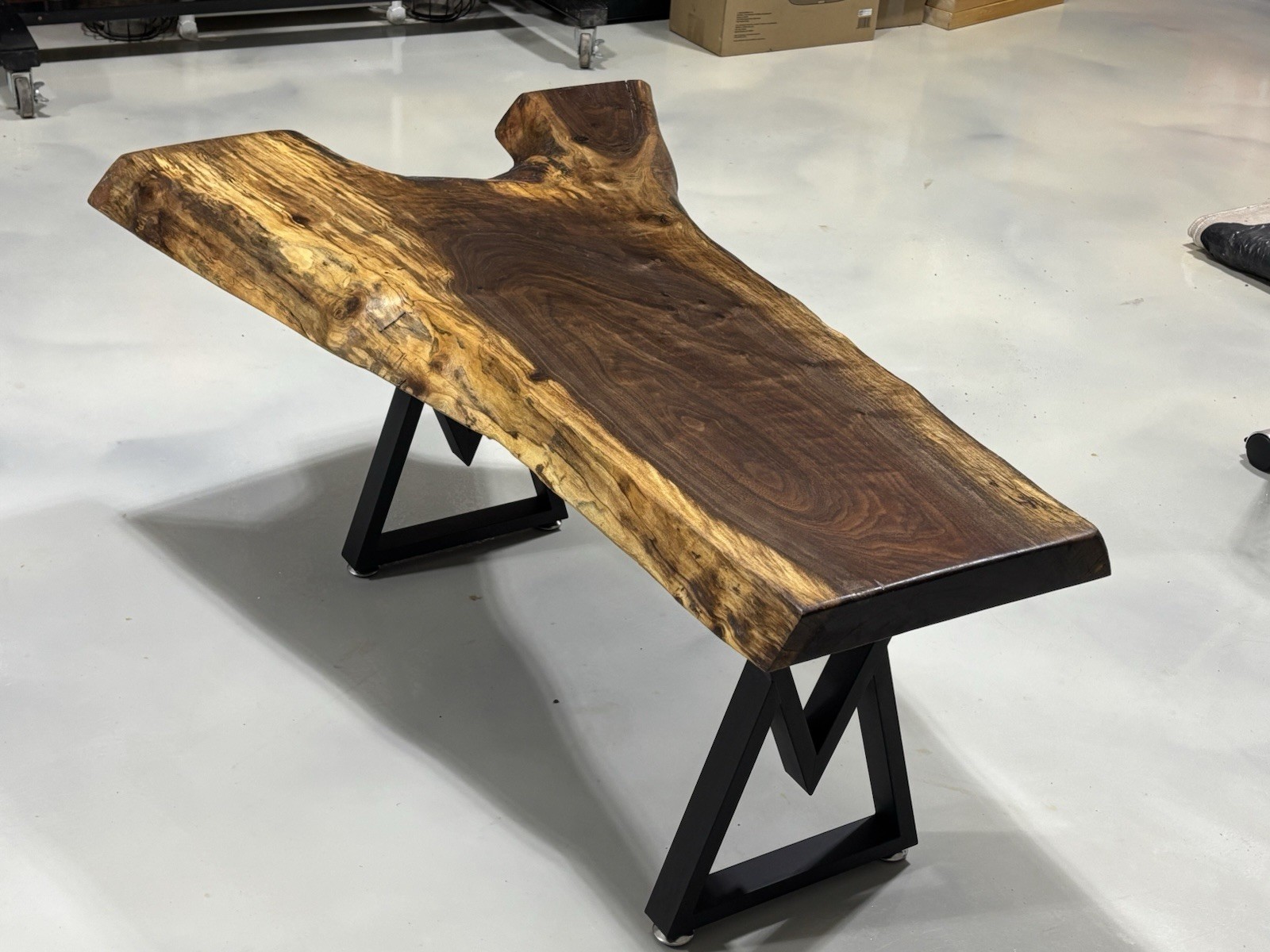 Hand Crafted Walnut Live Edge Coffee Table With 2 Inch Live Edge Walnut Slab gallery