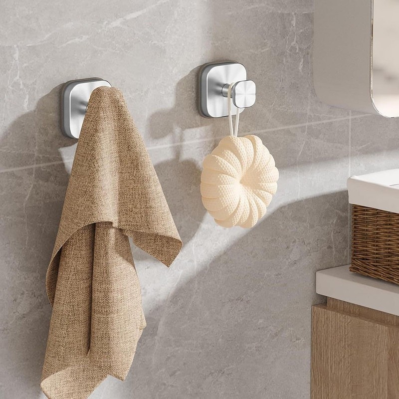 4 Pack Stainless Steel Suction Cup Hooks Heavy Duty No Drill Bathroom Towel Wall gallery