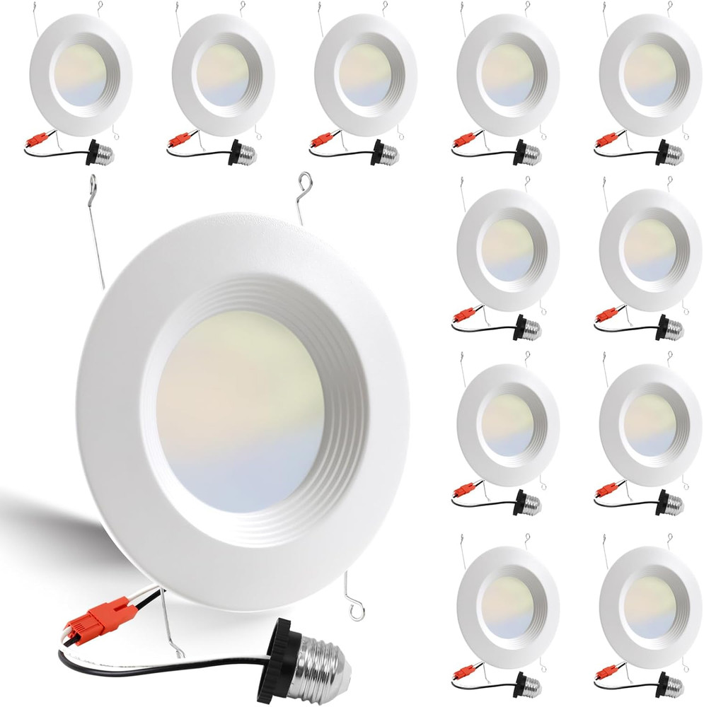 Energetic 12 Pack 5CCT Dimmable LED Recessed Lights, 1000LM, ETL & FCC Certified