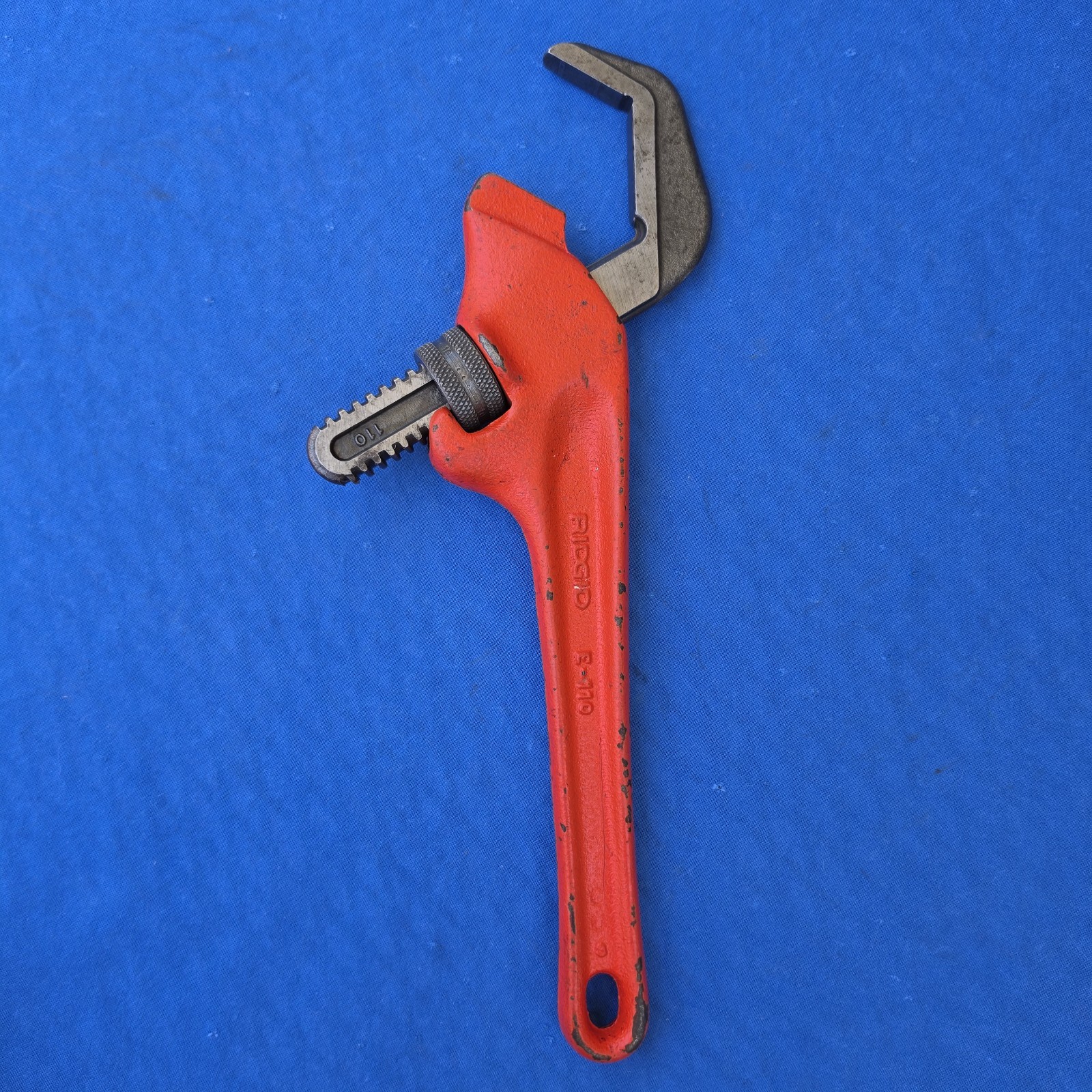 Vintage Ridgid Pipe Wrench, E-110 10" Offset, Smooth Jaw, Adjustable Made in USA gallery