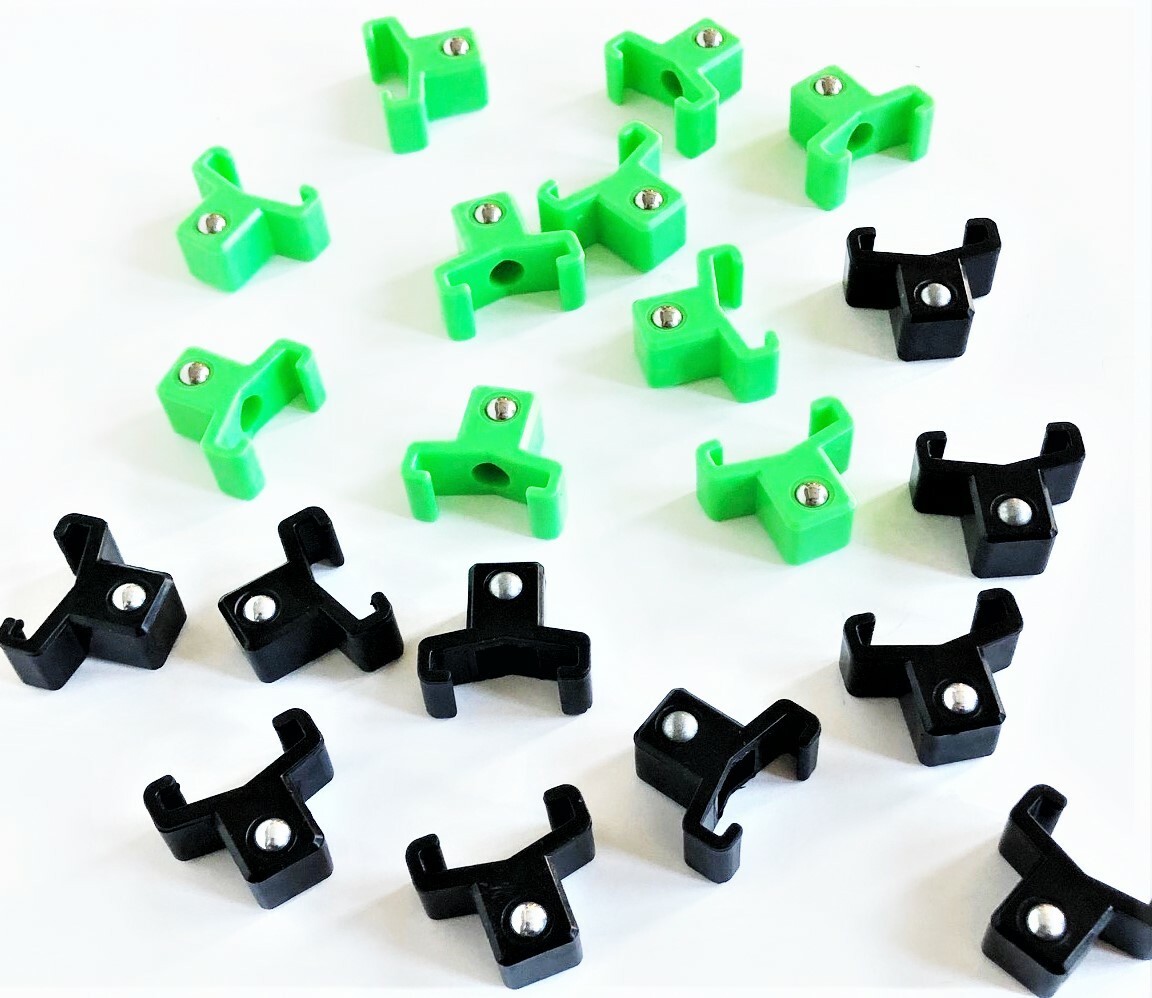20 GOLIATH INDUSTRIAL ABS 1/2" GREEN & BLACK REPLACEMENT SOCKET RACK RAIL CLIPS gallery