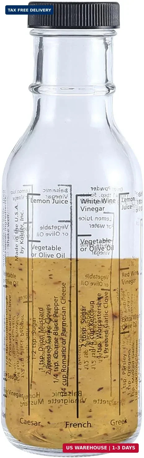 Fox Run Glass Salad Dressing Shaker Bottle, 300 ml/10.15 oz Dressing Bottle With gallery