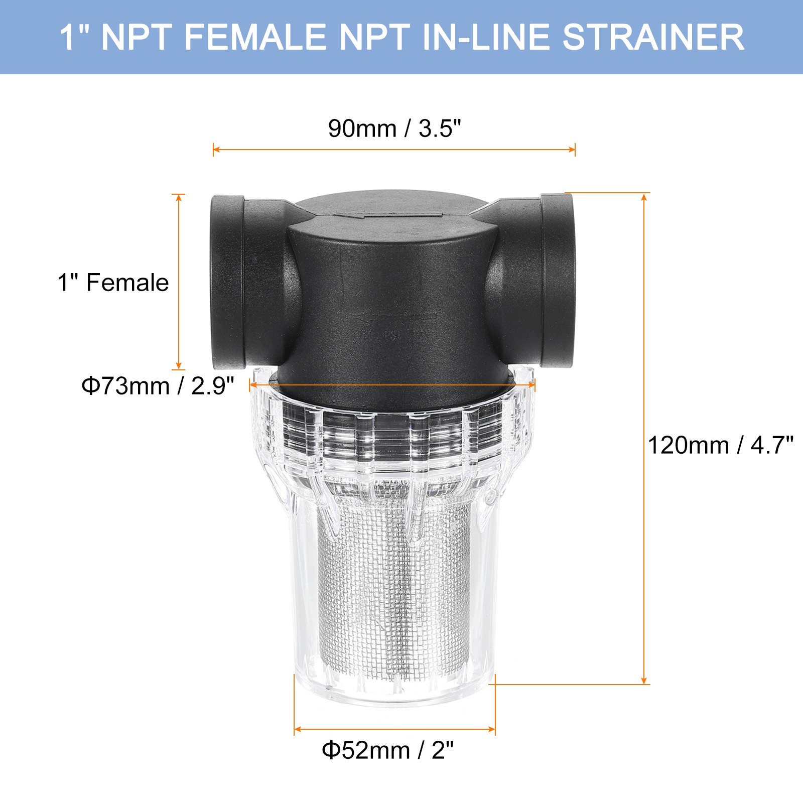 Pressure Washer Filter 1" NPT Inline Mesh Strainer Attachment Size:20 Mesh gallery