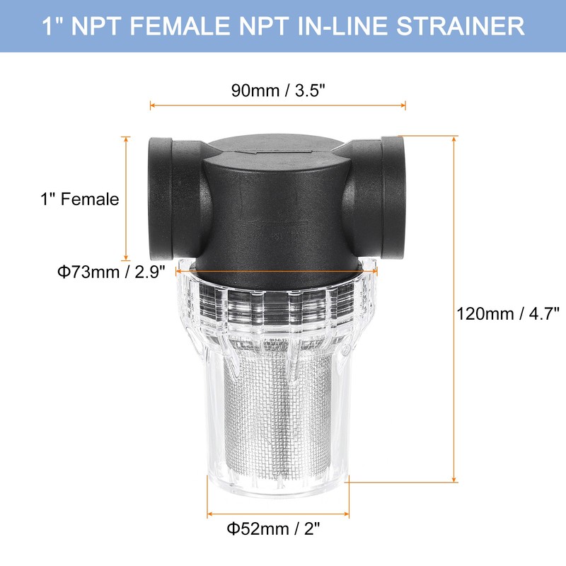 Pressure Washer Filter 1" NPT Inline Mesh Strainer Attachment Size:20 Mesh gallery