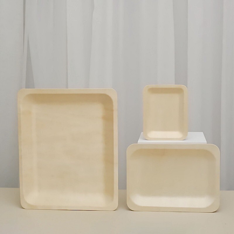 Natural Bamboo 5" x 4" Mini Rectangular Plates Wedding Home Disposable Tableware gallery