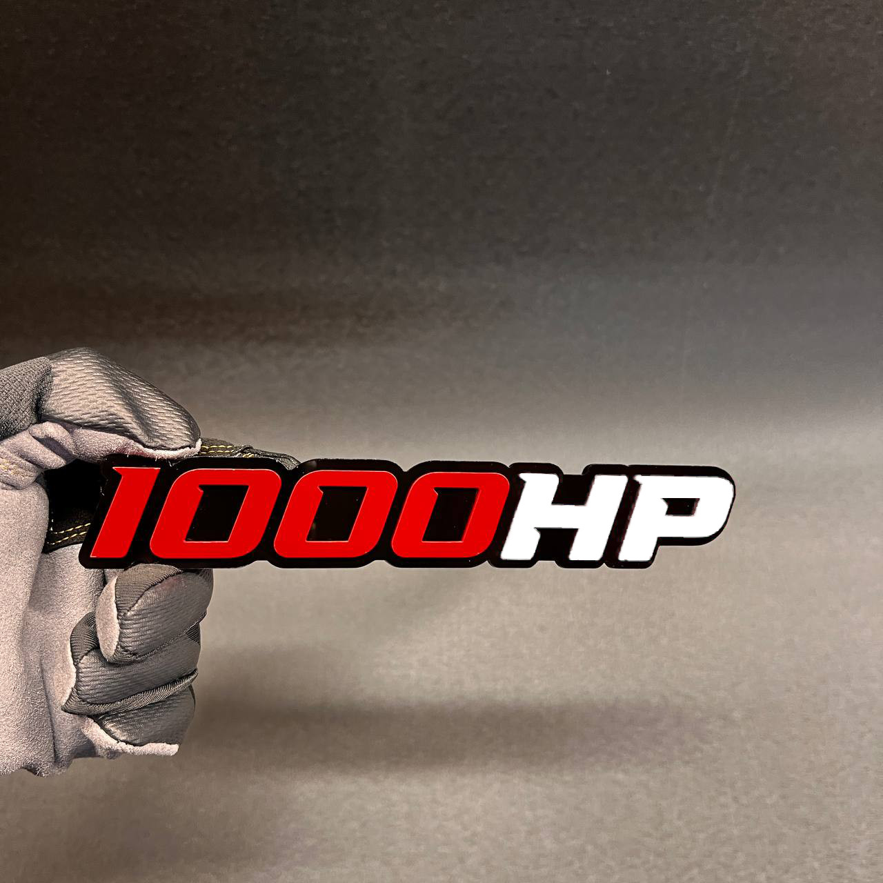 1X 1000 HP Custom 3D Car Emblem Multicolor Acrylic Badge WHITE - BLACK - RED gallery