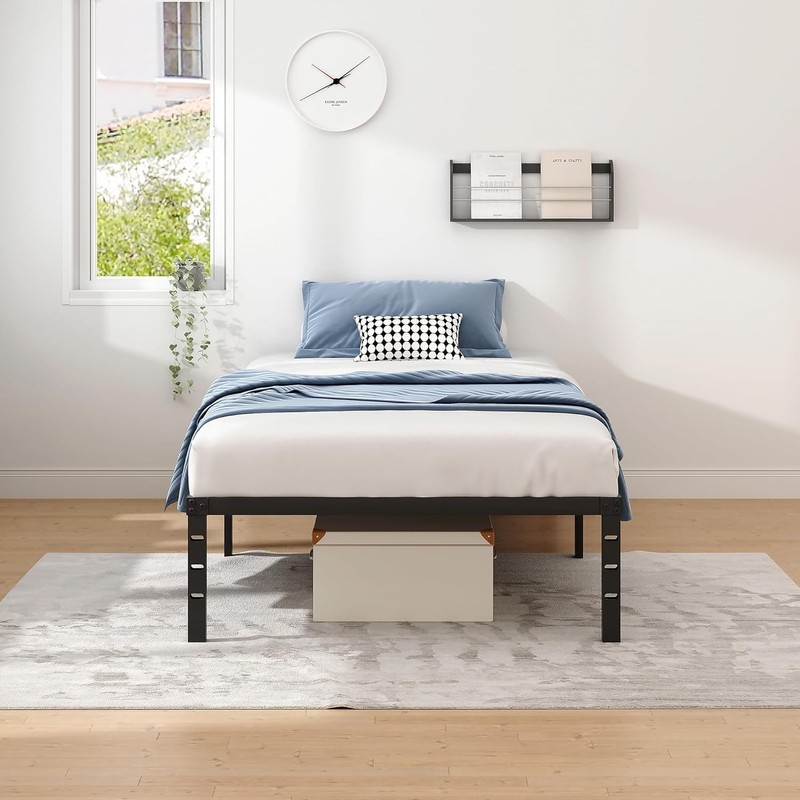 Space-Saving Twin Metal Bed Frame with Easy Assembly & Under-Bed Storage - Black gallery