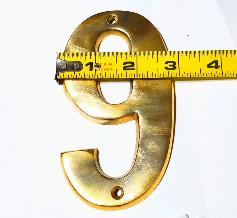 BRASS SOLID 5"INCHES House Numbers 9 OR 6 WITH SCREWS Vintage Lot. gallery