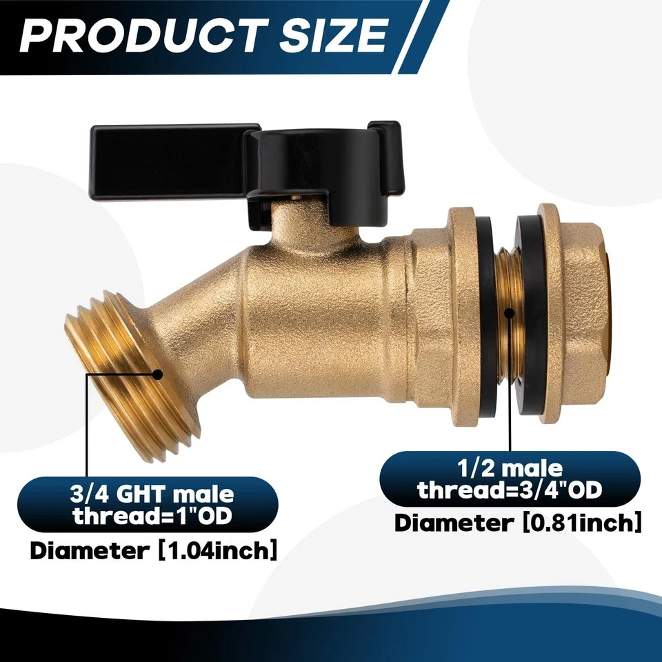 Rain Barrel Spigot Kit 3/4" GHT Lead-Free Brass Water Barrel Spigot,Leakproof... gallery