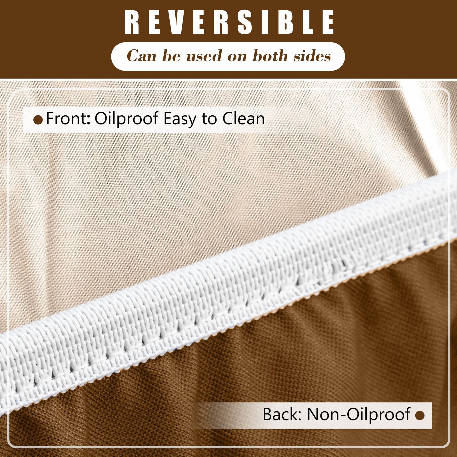 Brown Fitted Table Cover for Round Tables, 2 Pack Reversible Stretch Tableclo... gallery