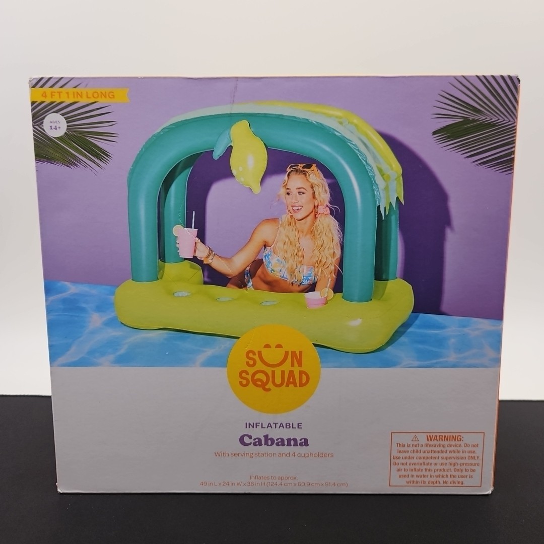 Sun Squad Lemonade Cabana Inflatable Pool Float 4.1' Long w/ Serving Station gallery