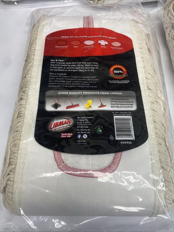 5x Libman Cotton Dust Flat Mop Head Refill, 24 in. x 5 in, Model #925 gallery
