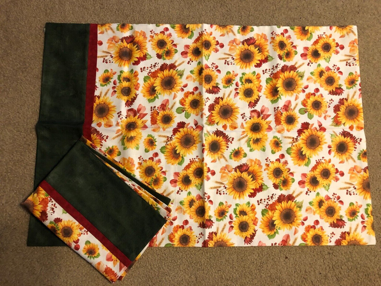 2 Handmade Standard Pillowcases Sunflowers with Red Flowers 30 x 21 inches New gallery