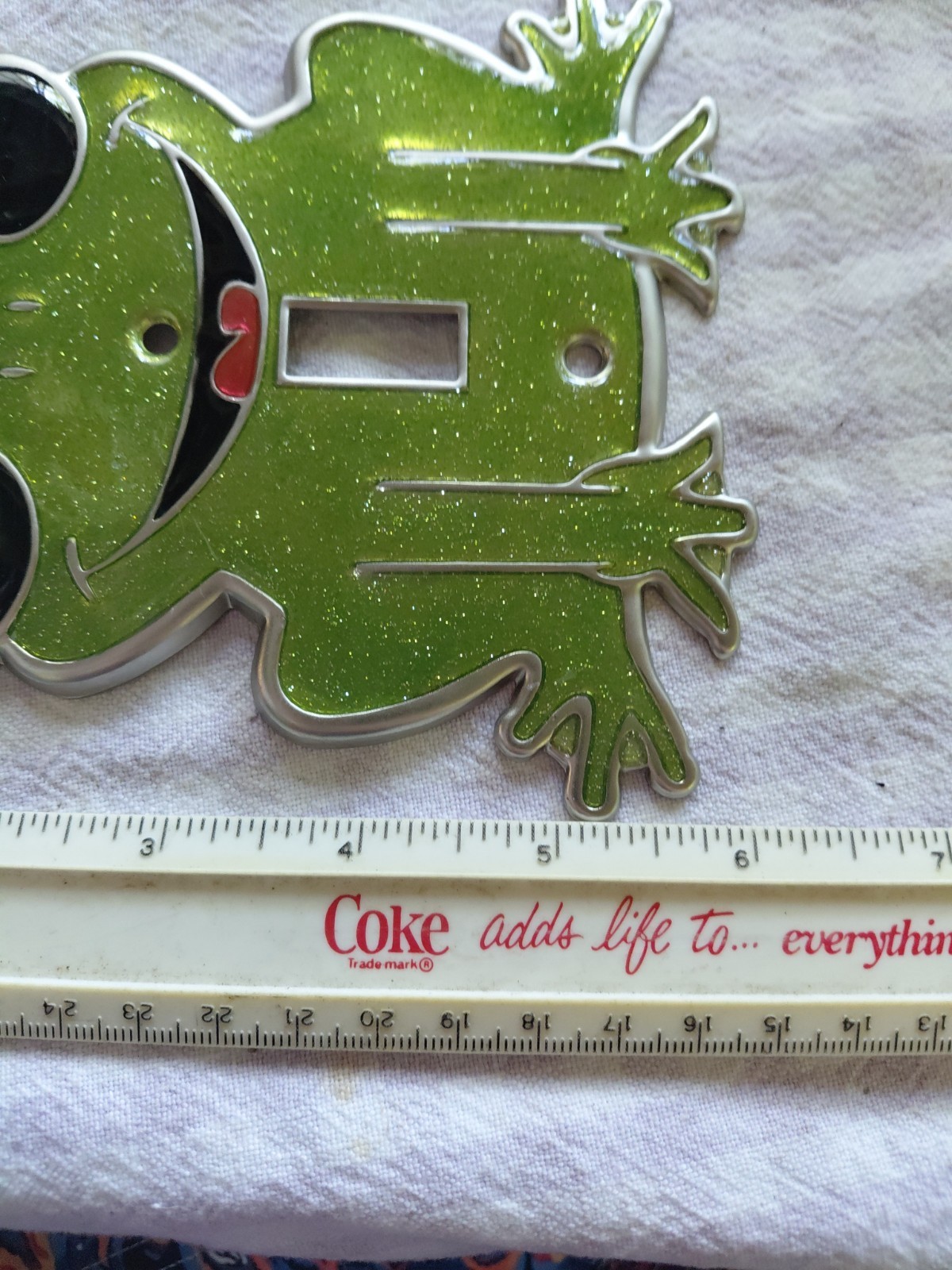 Frog Prince Enamel Light Switch Plate Cover Metal Green Sparkle Rhinestone gallery
