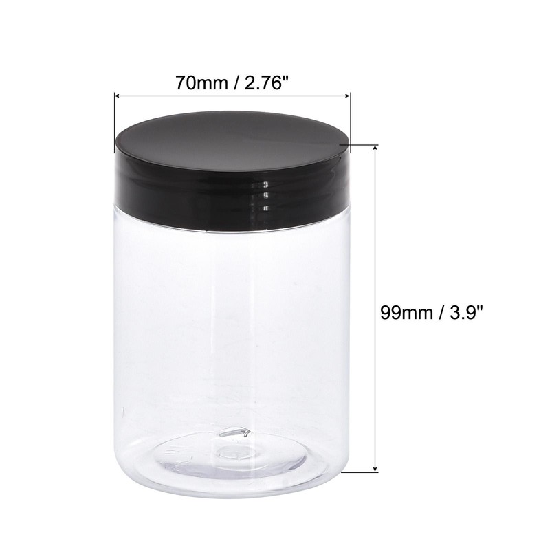 2Pcs 10oz 300ml Round Plastic Jars with Black Screw Top Lid for Storage gallery