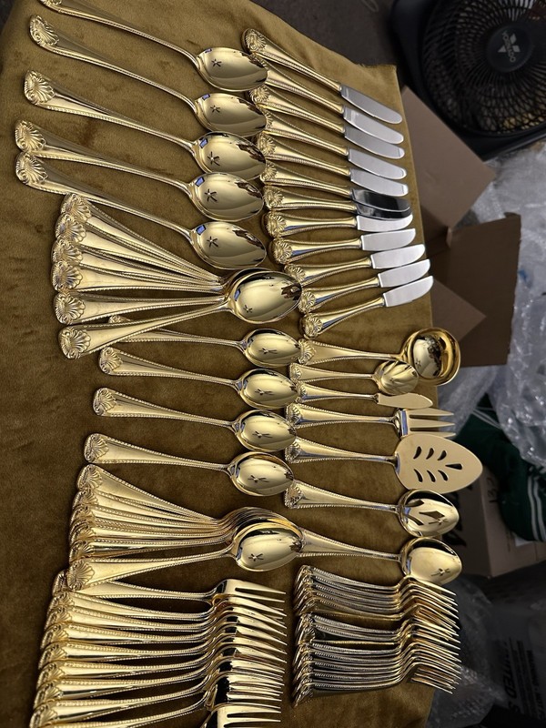 Gold Electroplate Shell Rope Flatware Set Made in Japan gallery