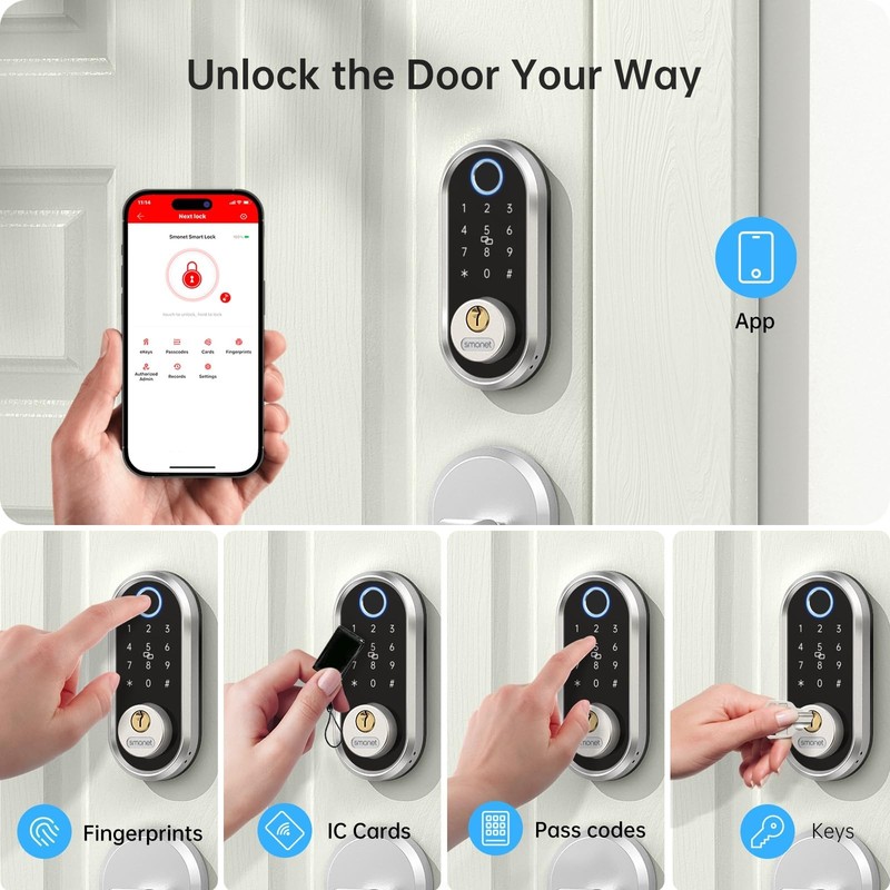Smart Deadbolt, SMONET Fingerprint Electronic Deadbolt Door Lock with Keypad-... gallery