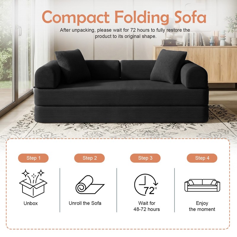 79" Convertible Sofa Bed w/ 2 Storage Bag, Loveseat Sleeper Couch Modular Sofa gallery
