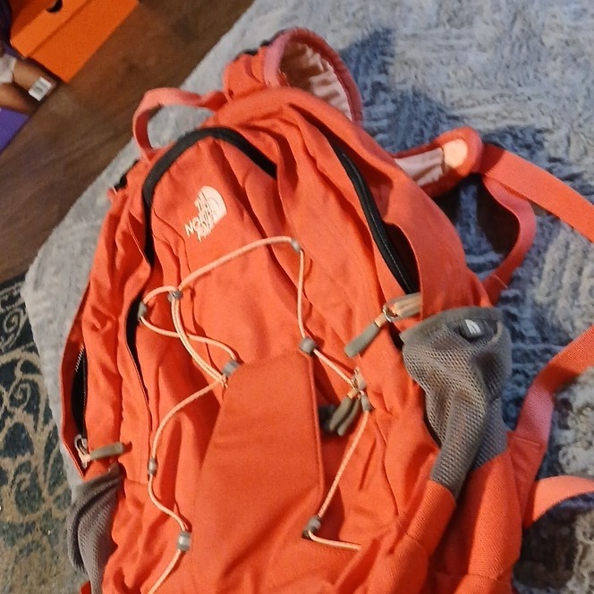 The North Face Jester Orange Hiking Backpack Zip Adjustable Padded Polyester 2