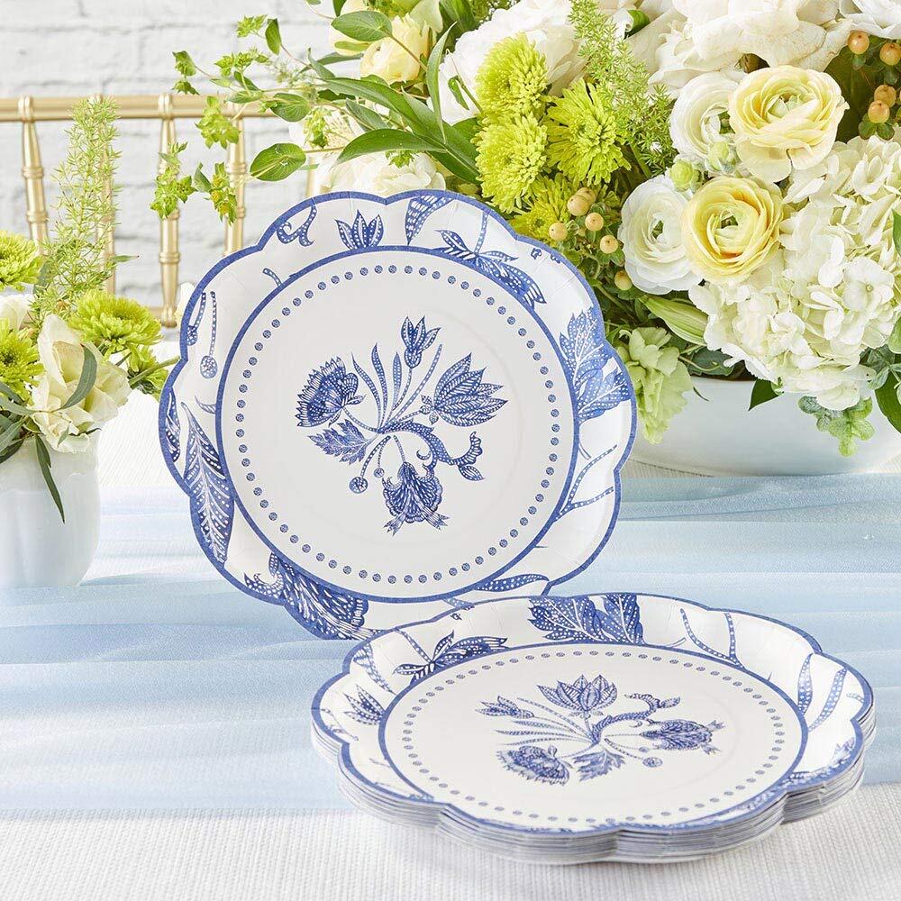 Blue Willow 9 in. Decorative Premium Paper Plates 350 GSM weight -Set of 16 -... gallery