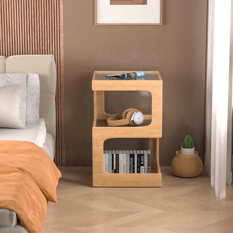 Modern Solid Wood Side Table - No Assembly Required, Log Color Accent Table gallery